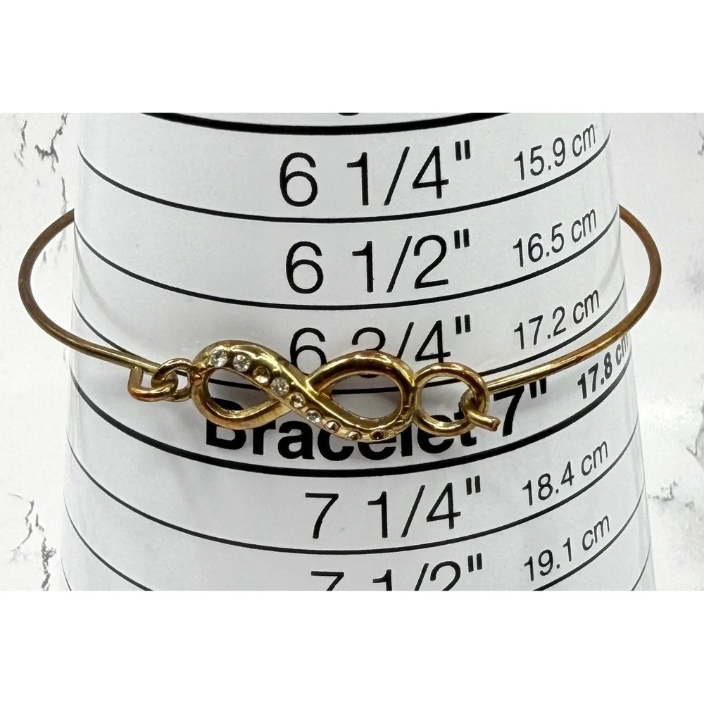 Dainty Infinity Bracelet Gold Tone Rhinestone Accent Minimalist‎ 7 Inch Bracelet